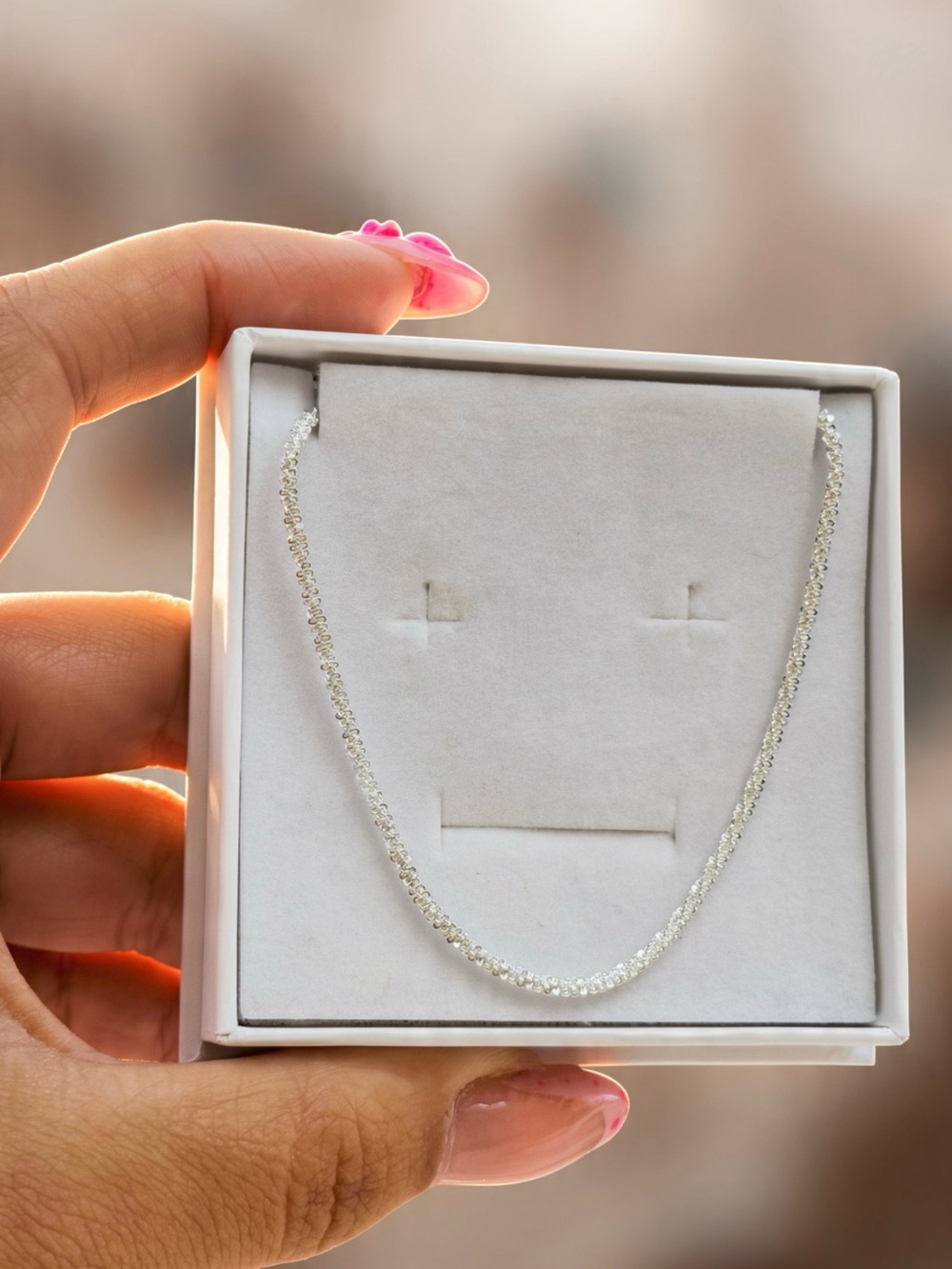 Sterling Silver Sparkle Tennis Necklace - Silver